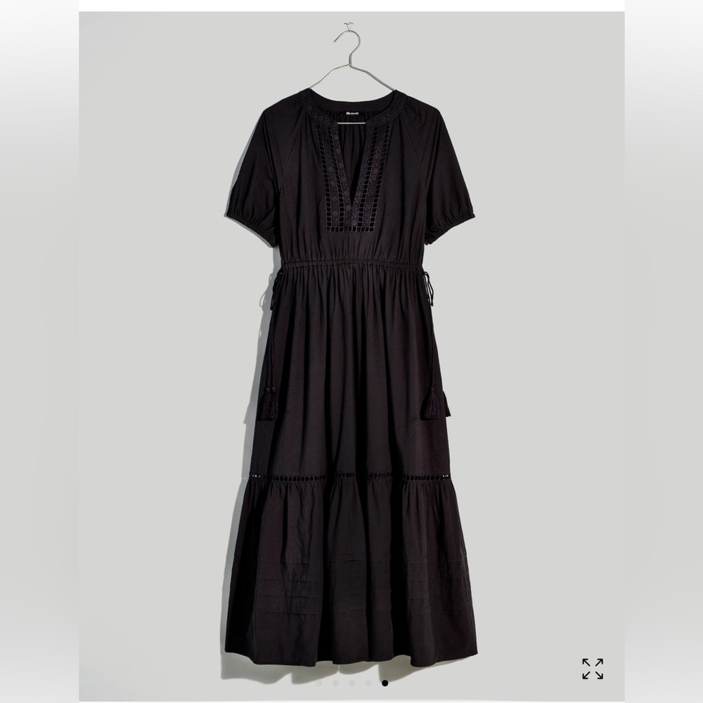 Madewell Poplin Ladder Embroidery Midi Dress